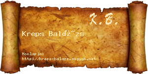 Kreps Balázs névjegykártya